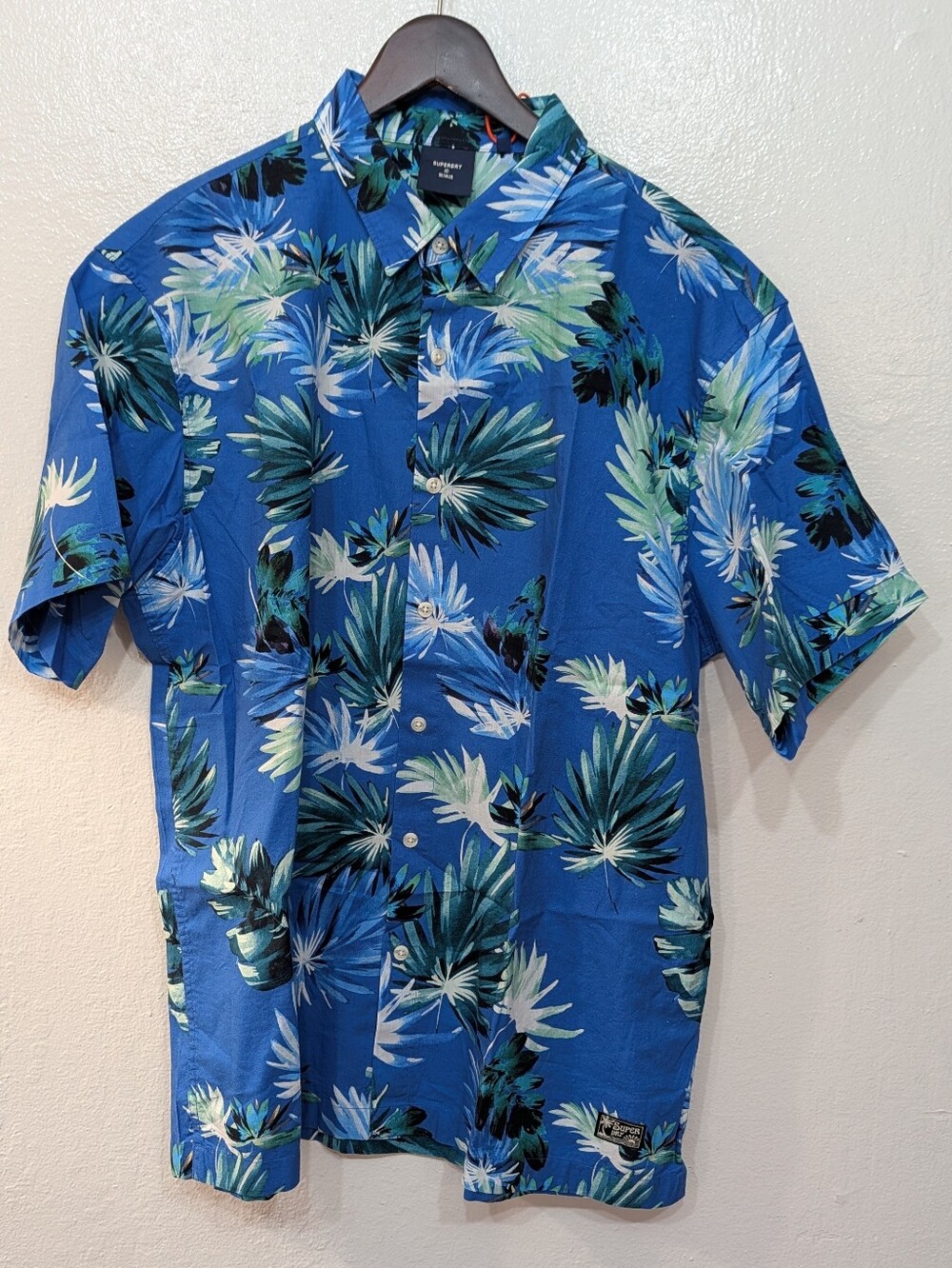 Superdry Blue Tropical Print Short-Sleeve Button-Down Shirt